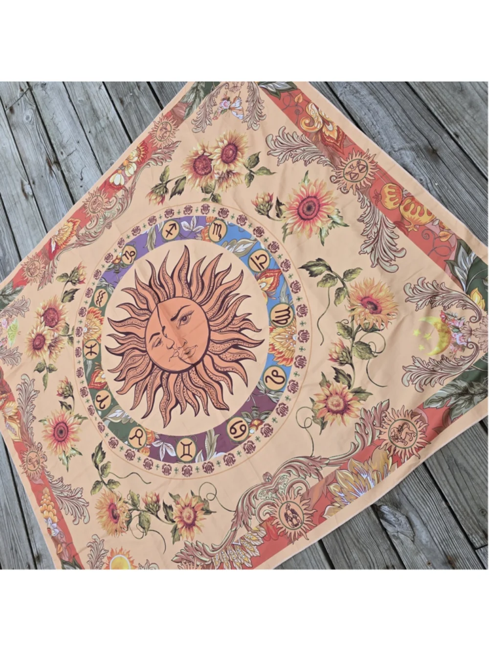 Sun Zodiac Astrology Signs Fabric Panel 58x51 Wall Decor Table Cloth Hone Decor